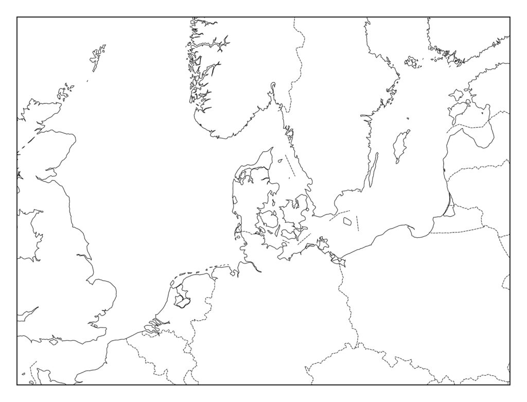 デンマークのフリー素材地図 世界地図