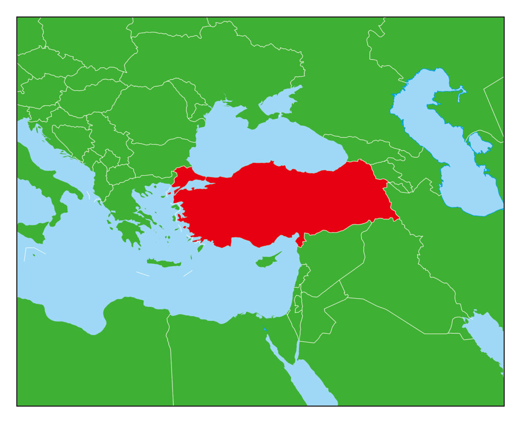 トルコのフリー素材地図 世界地図