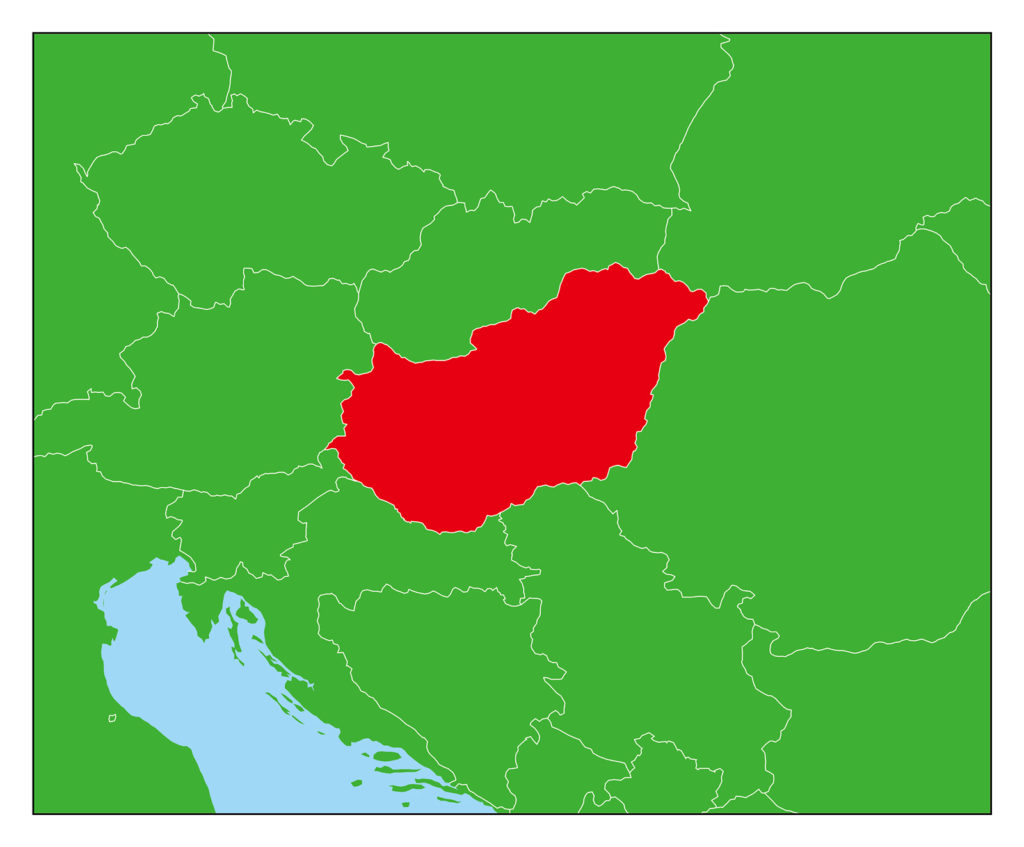ハンガリーのフリー素材地図 世界地図