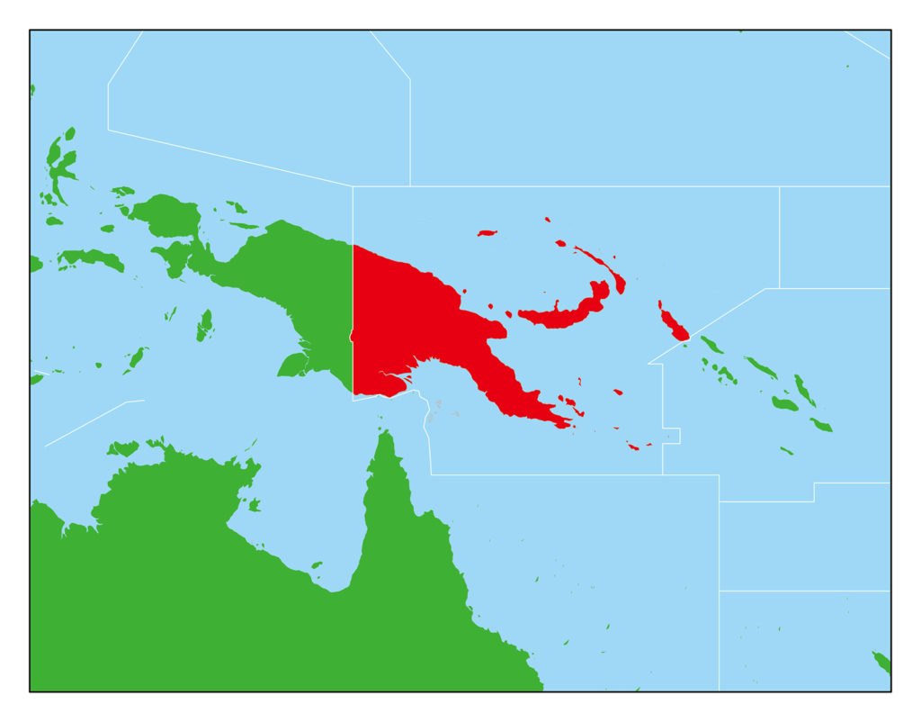 パプアニューギニアのフリー素材地図 世界地図