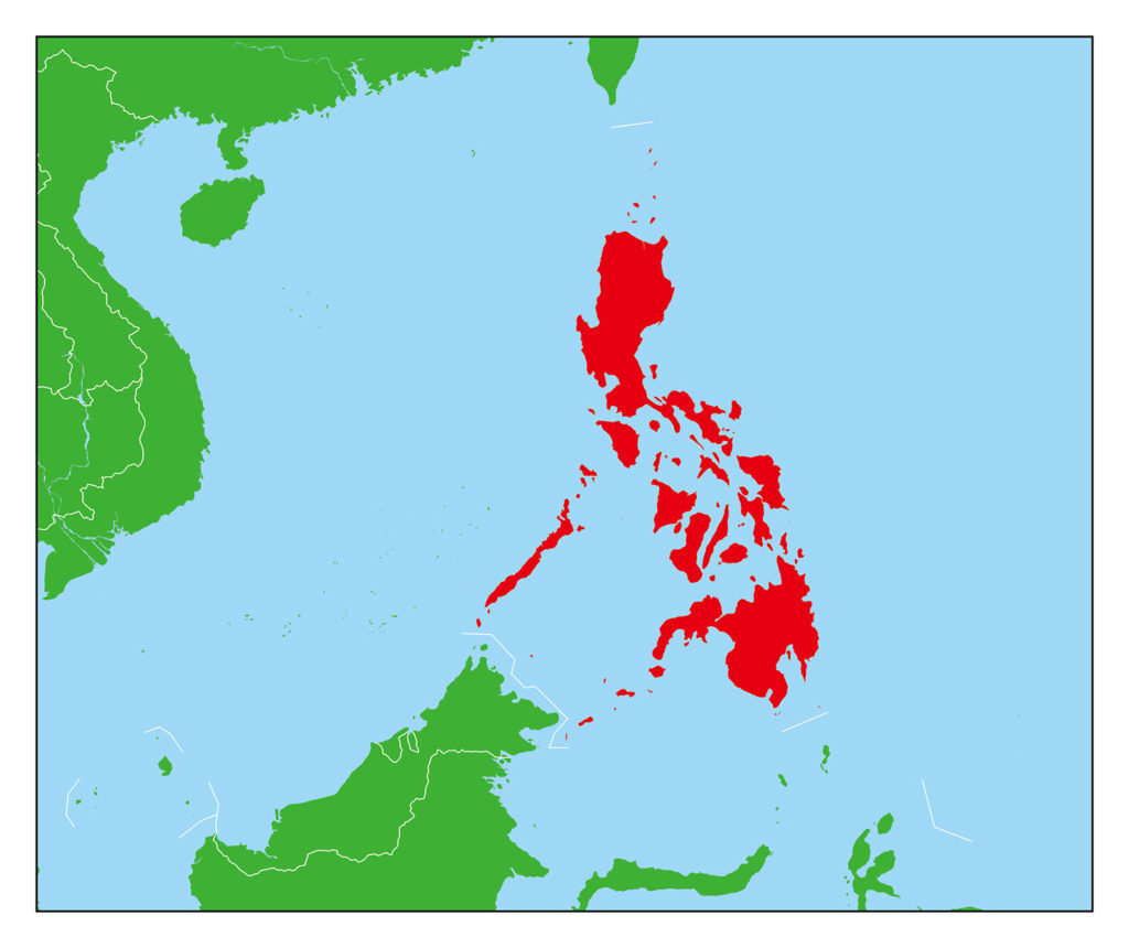 フィリピンのフリー素材地図 世界地図