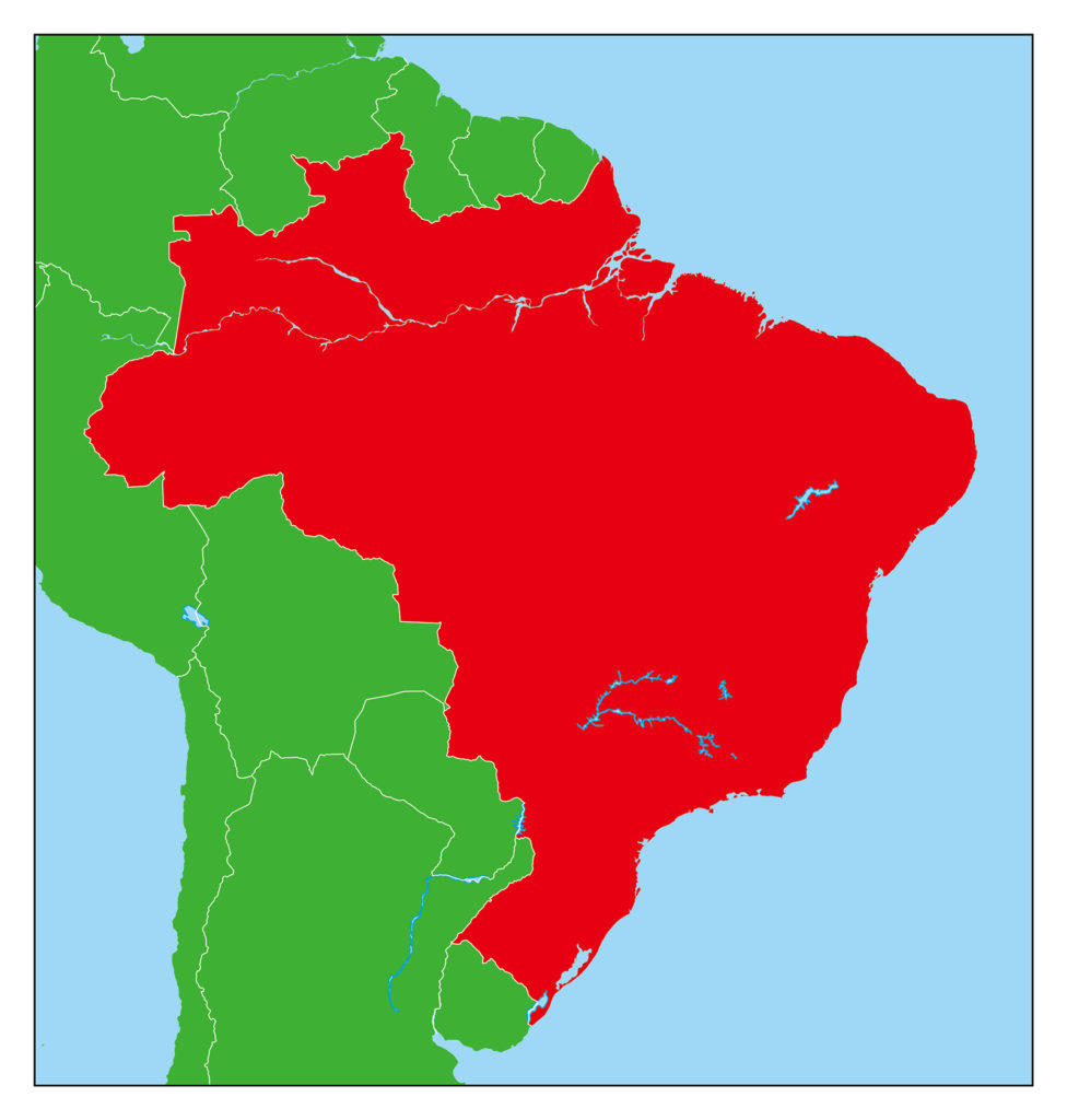 ブラジルのフリー素材地図 世界地図