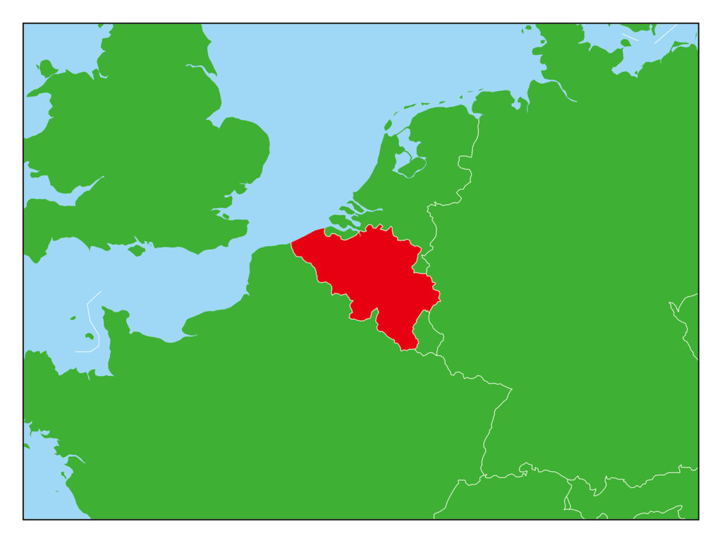 ベルギーのフリー素材地図 世界地図