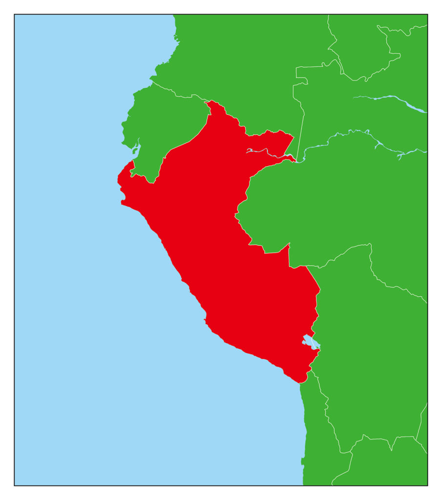 ペルーのフリー素材地図 世界地図