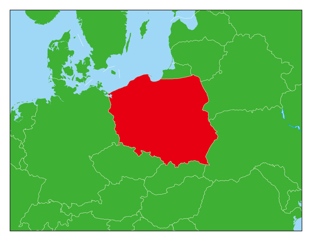 ポーランドのフリー素材地図 世界地図