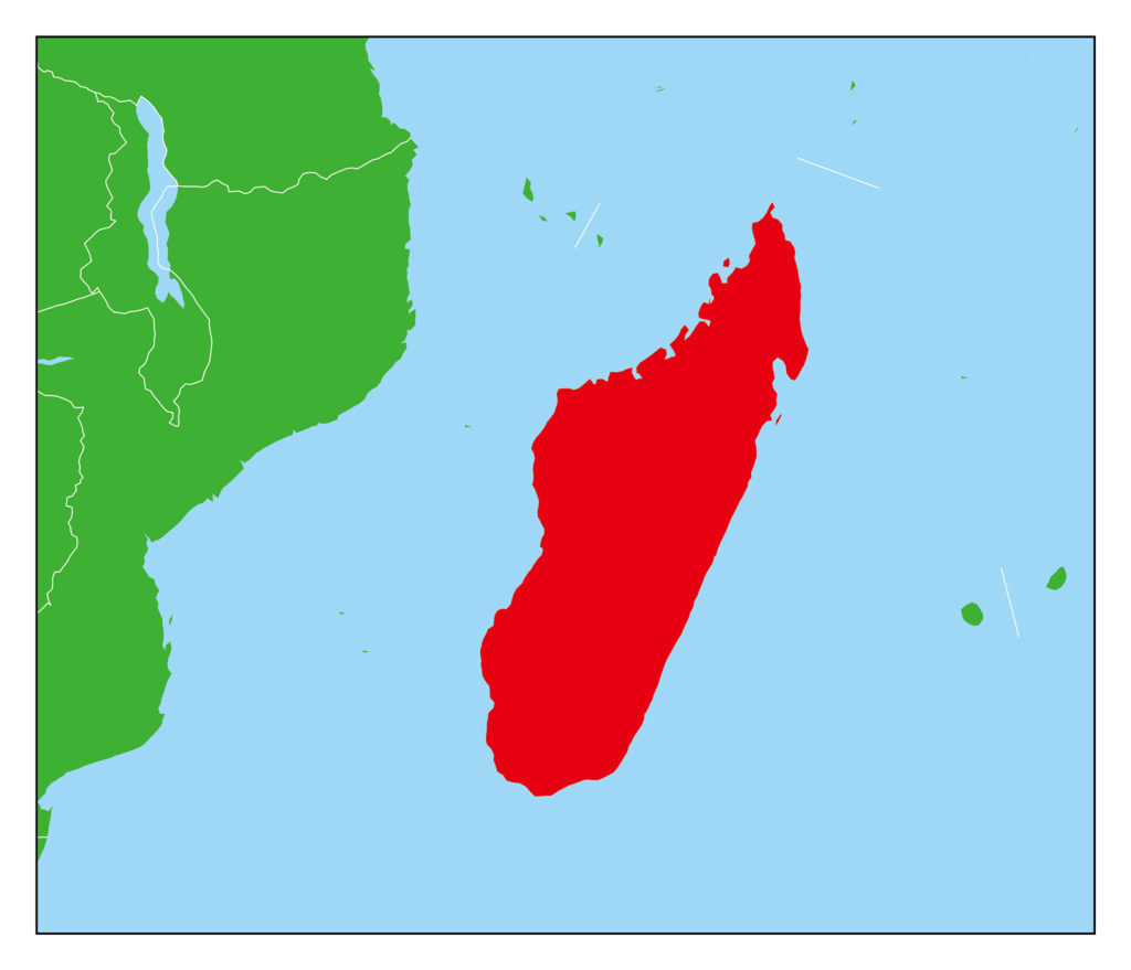 マダガスカルのフリー素材地図 世界地図