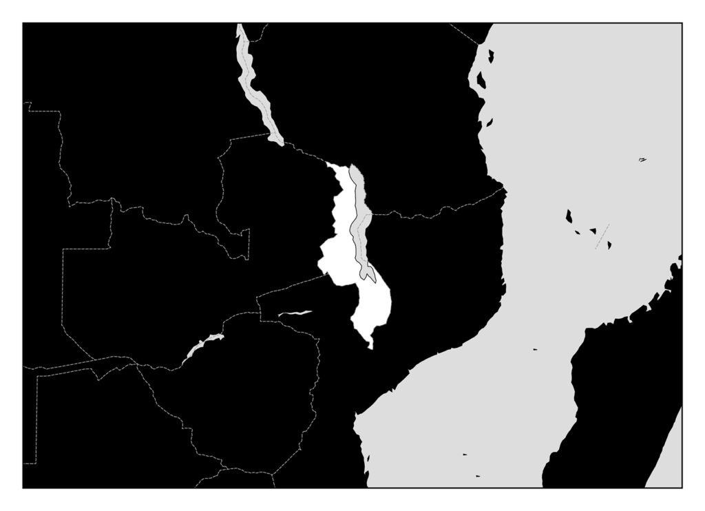 マラウイのフリー素材地図