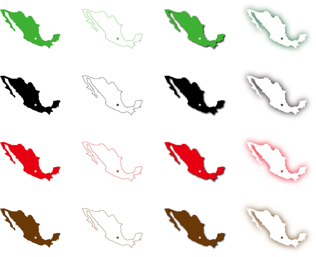 メキシコのフリー素材地図 世界地図