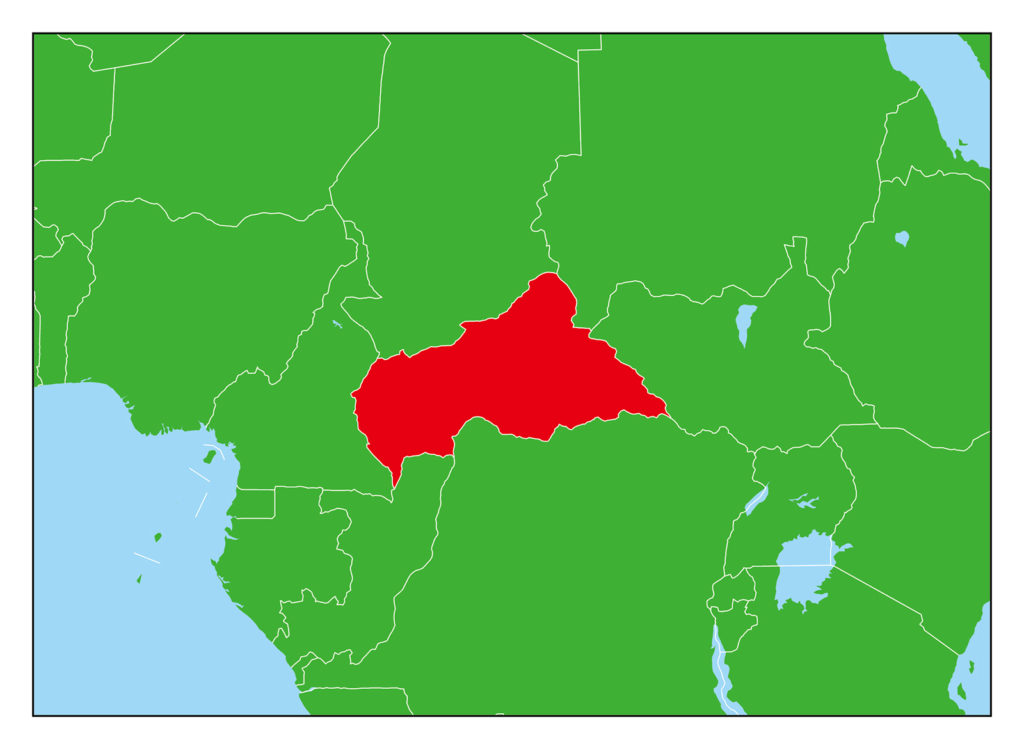 中央アフリカのフリー素材地図 世界地図
