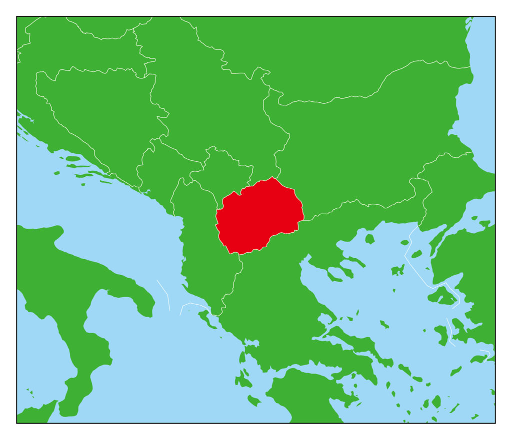 北マケドニアのフリー素材地図 世界地図
