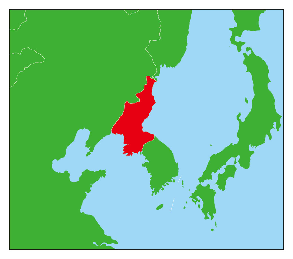 北朝鮮のフリー素材地図 世界地図