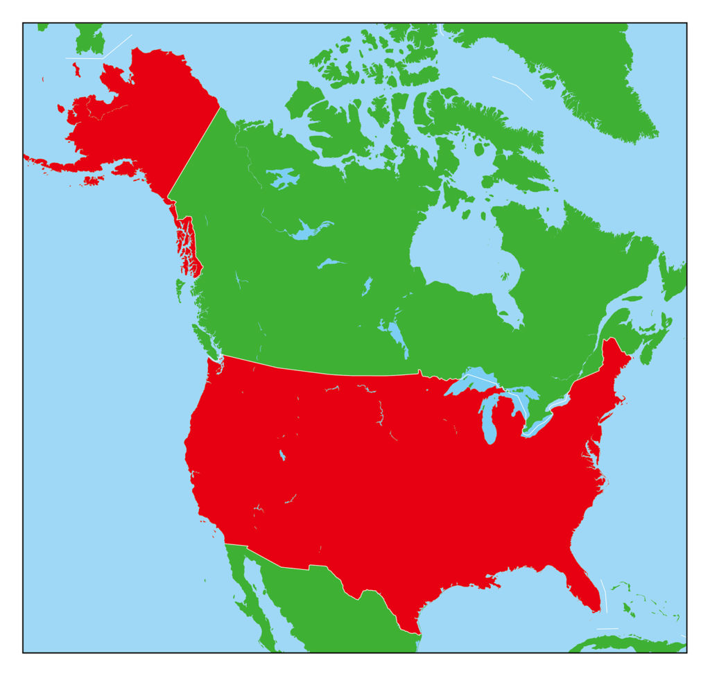 アメリカ合衆国地図-赤