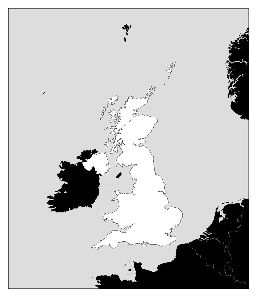 イギリス地図-モノクロ