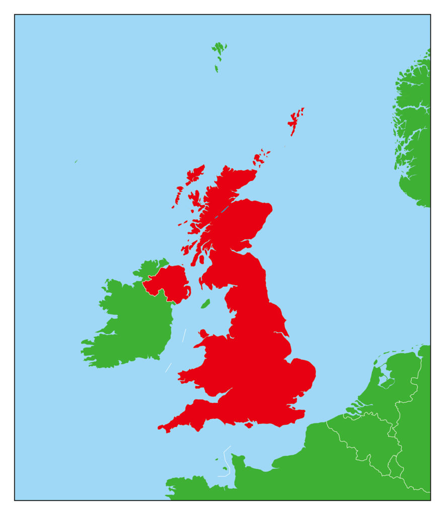 イギリス地図-赤