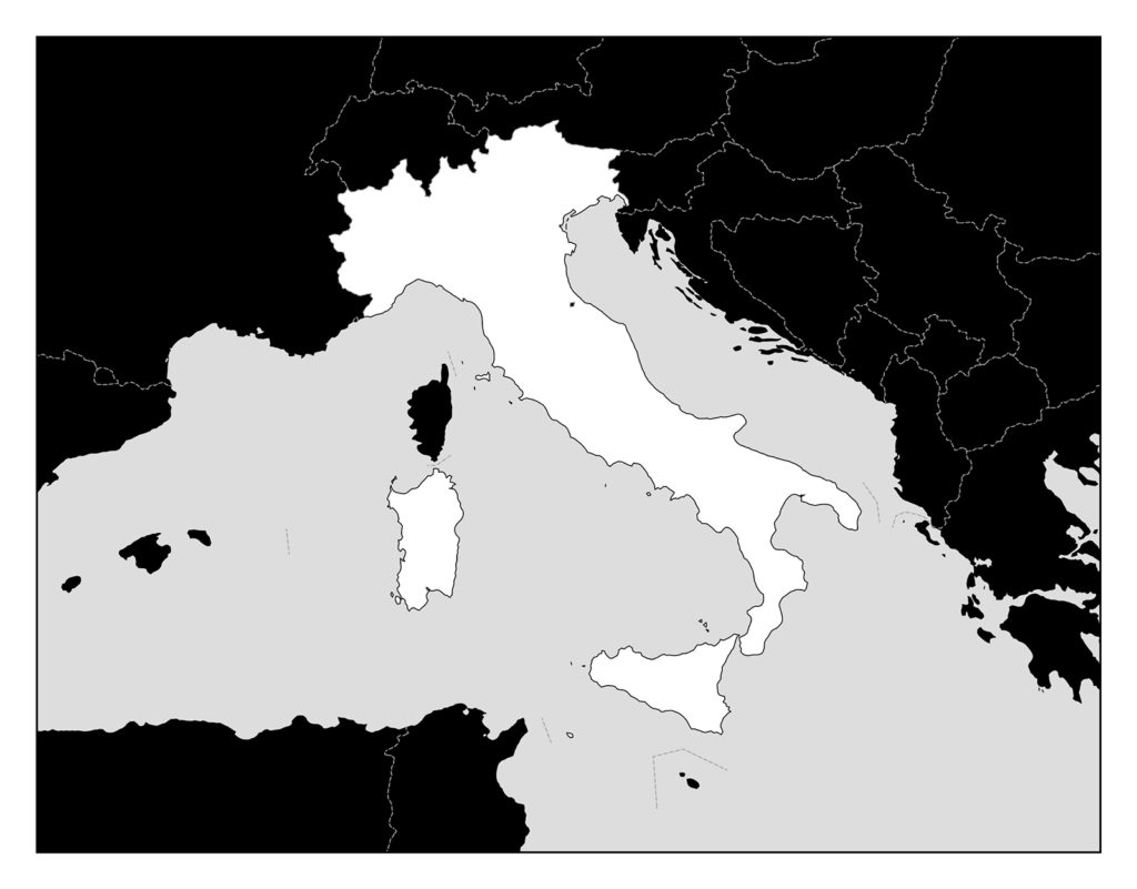 イタリア地図-モノクロ