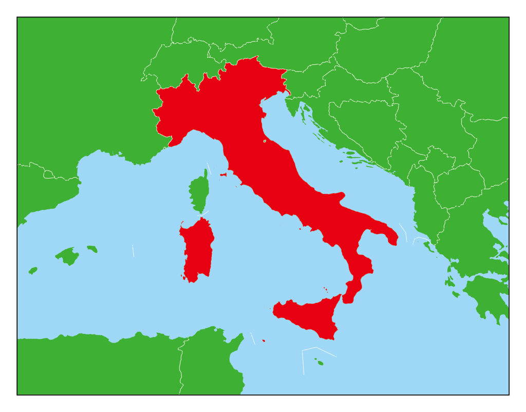 イタリア地図-赤