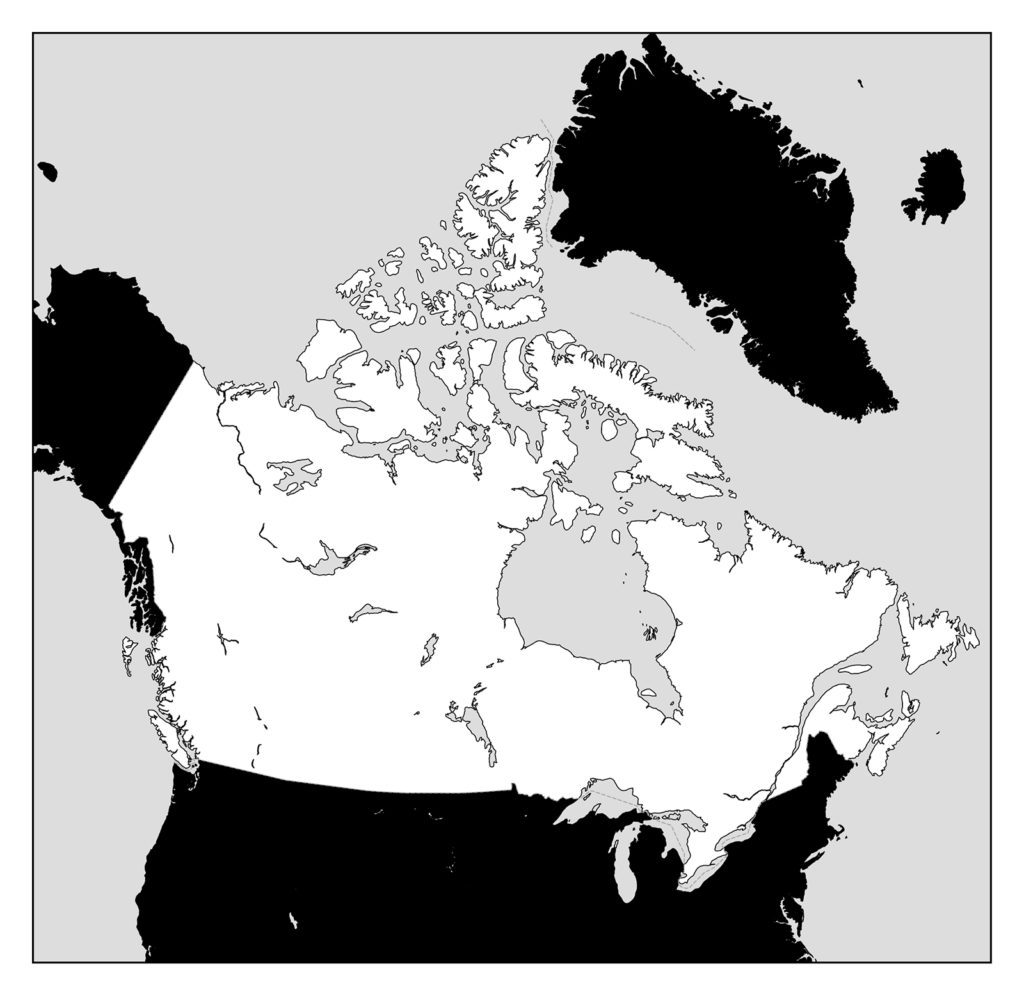 カナダ地図-モノクロ