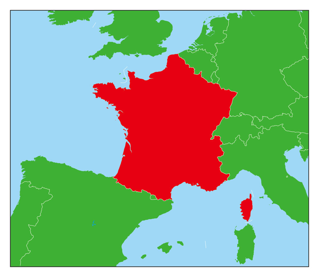 フランス地図-赤