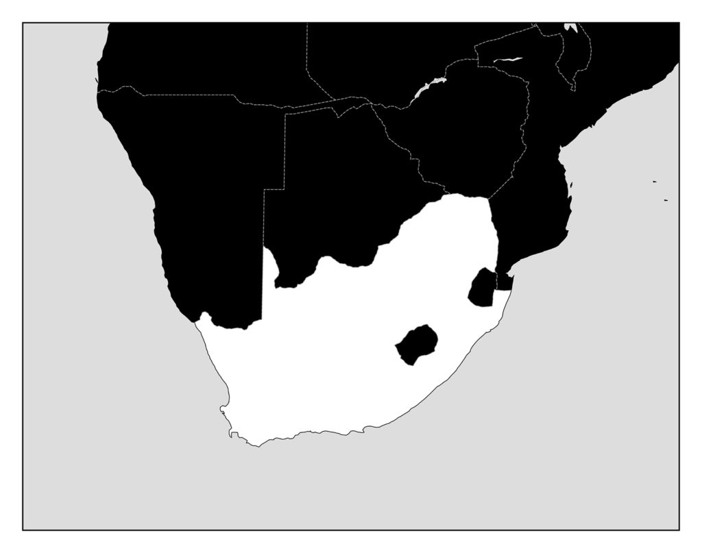 南アフリカ地図-モノクロ