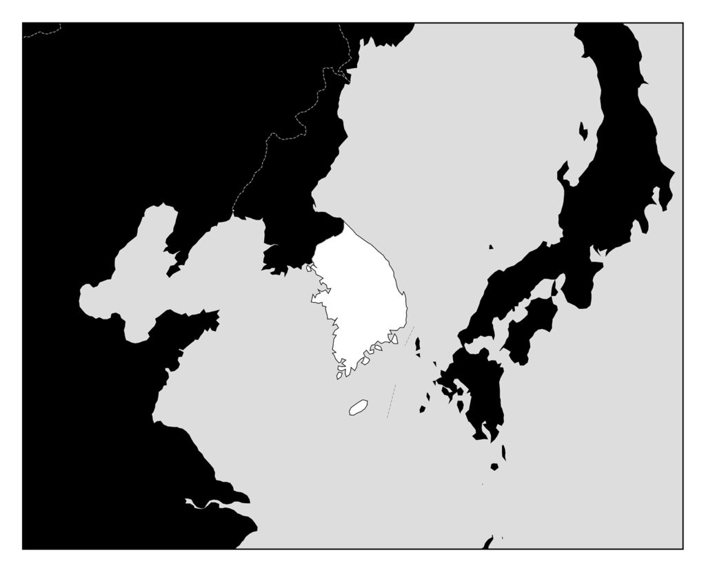 韓国地図-モノクロ