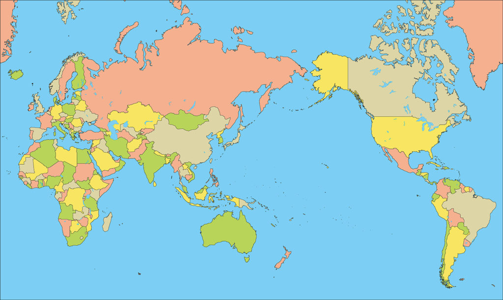 世界地図の白地図フリー画像 世界地図