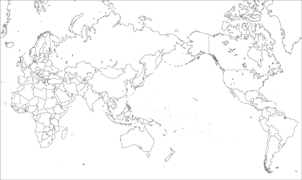 ロイヤリティフリーフリー 世界地図 白地図 アジア キッズぬりえ