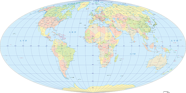 モルワイデ図法世界地図-ヨーロッパ