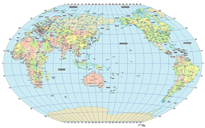 ヴィンケル図法世界地図-アジア