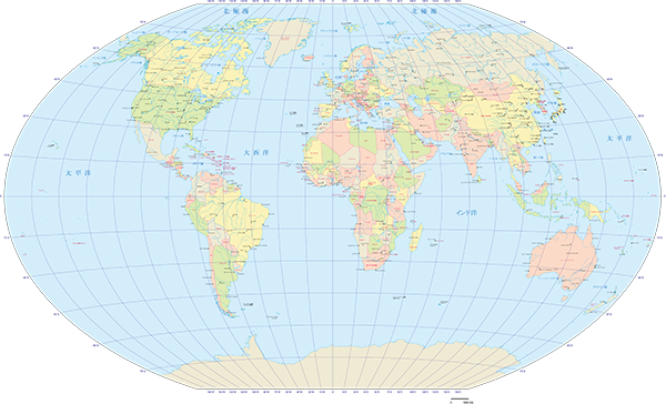 ヴィンケル図法世界地図-ヨーロッパ