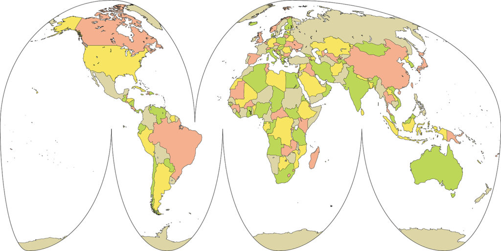 世界地図-グード図法-国別