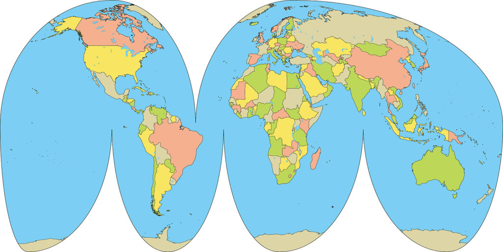 世界地図-グード図法-国別-海