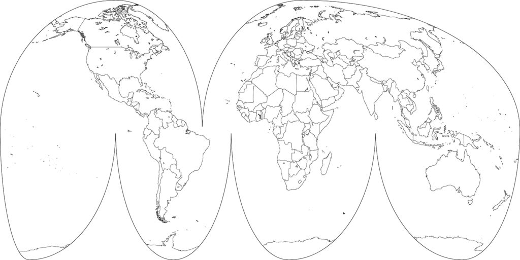 世界地図-グード図法-白地図-国境あり