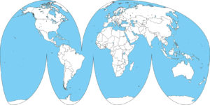 世界地図-グード図法-白地図-国境あり-海