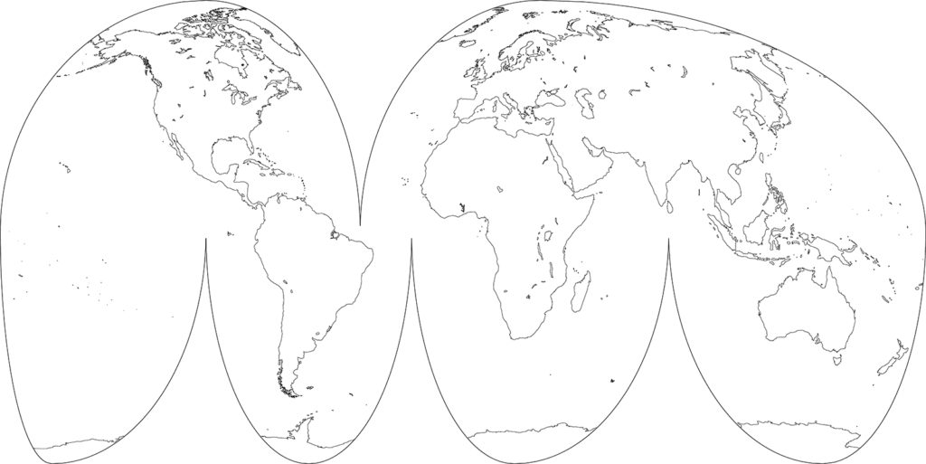 世界地図-グード図法-白地図-国境なし