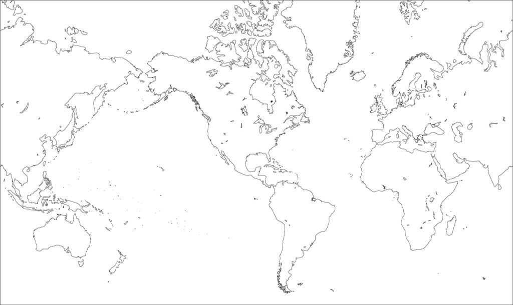 世界地図-ミラー図法am-白地図-国境なし