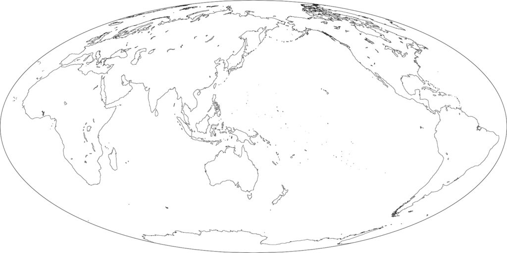 世界地図-モルワイデ図法as-白地図-国境なし