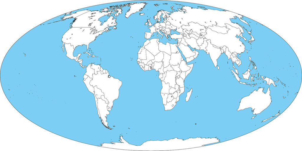 世界地図-モルワイデ図法ep-白地図-国境あり-海