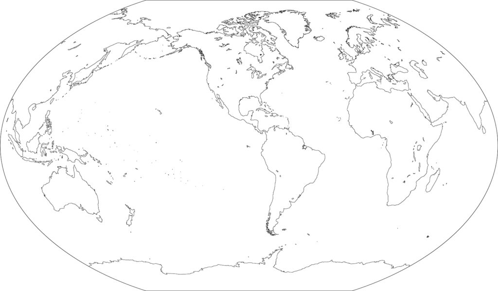 世界地図-ヴィンケル図法am-白地図-国境なし