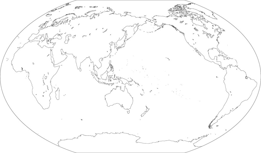 世界地図-ヴィンケル図法as-白地図-国境あり