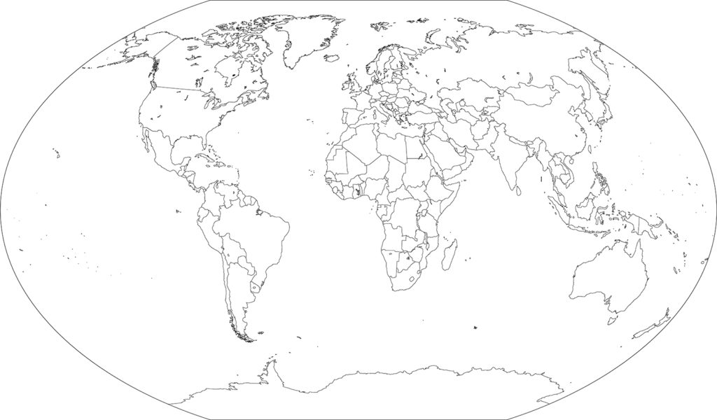 世界地図-ヴィンケル図法ep-白地図-国境あり