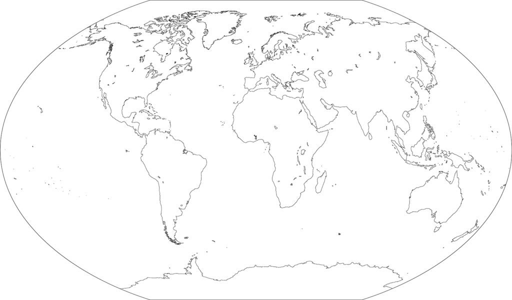 世界地図-ヴィンケル図法ep-白地図-国境なし