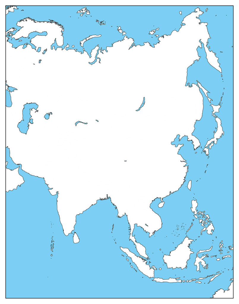 アジア地域-白地図-国旗なし-海
