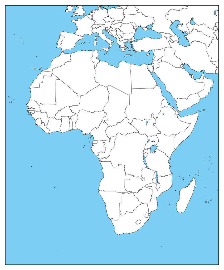 アフリカ地域-白地図-国境あり-海