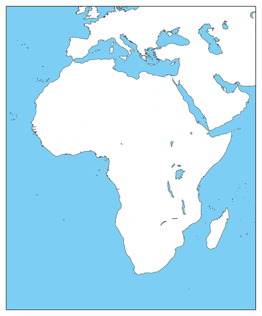 アフリカ地域-白地図-国境なし-海