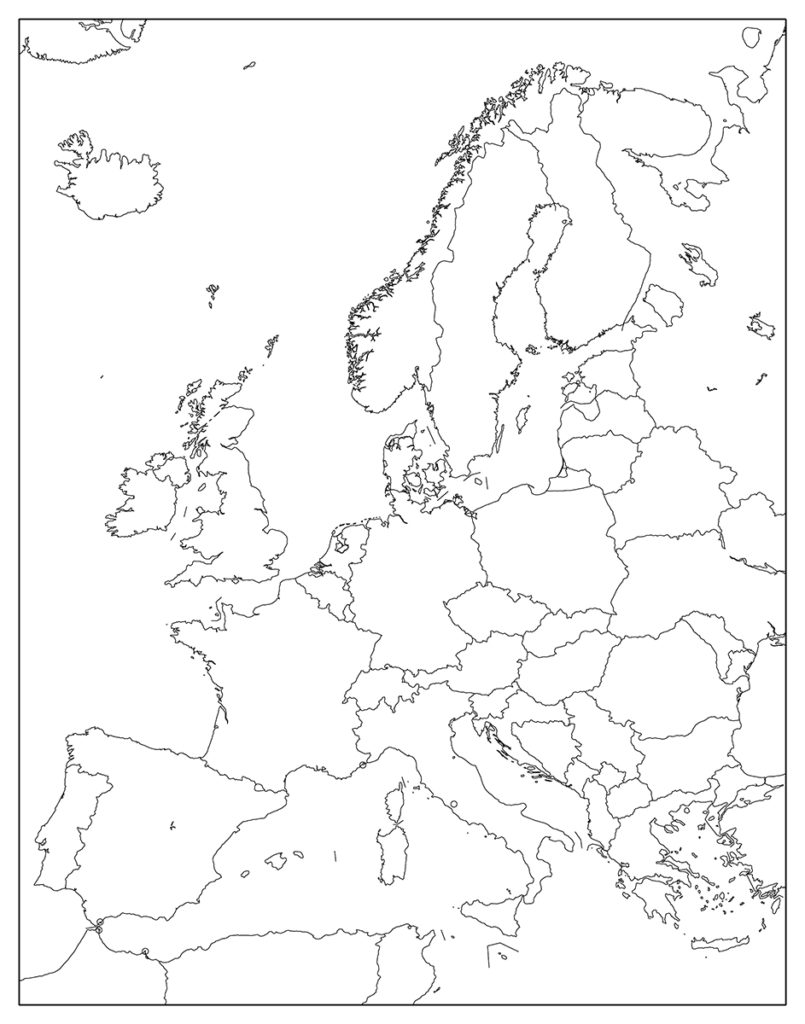 ヨーロッパ地域-白地図-国境あり