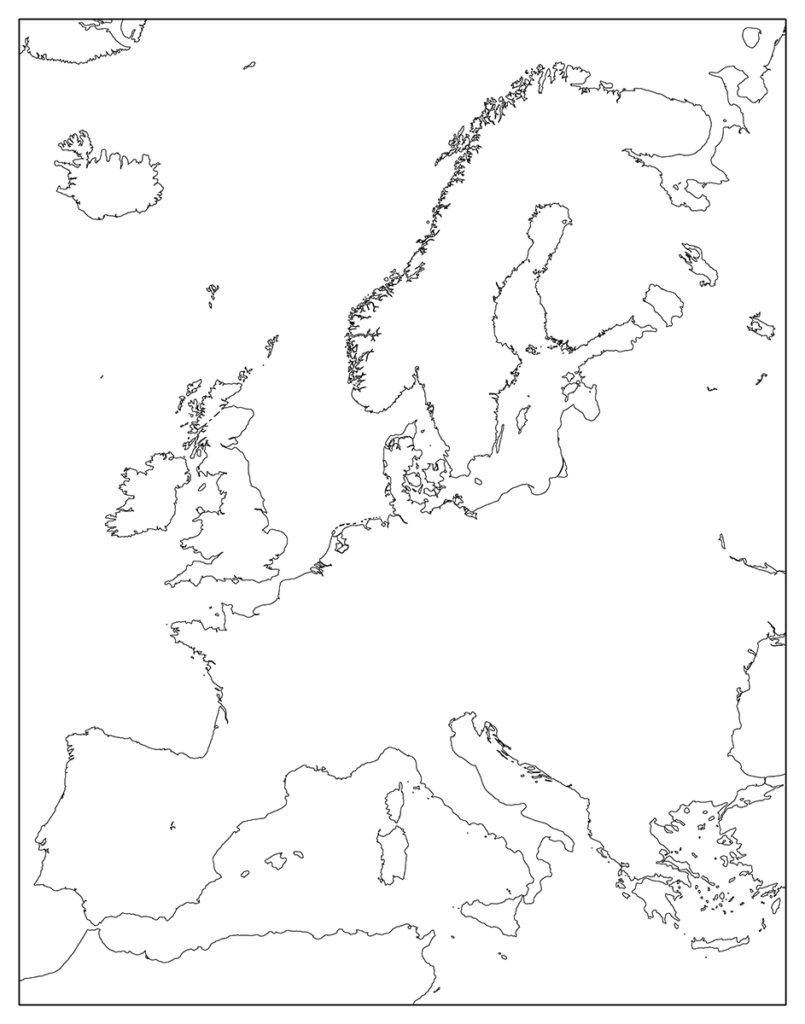 ヨーロッパ地域-白地図-国境なし