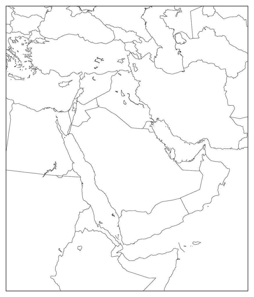 中東地域-白地図-国境あり