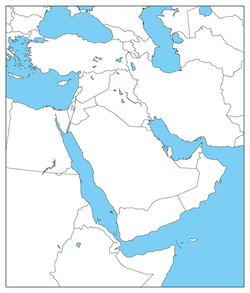 中東地域-白地図-国境あり-海