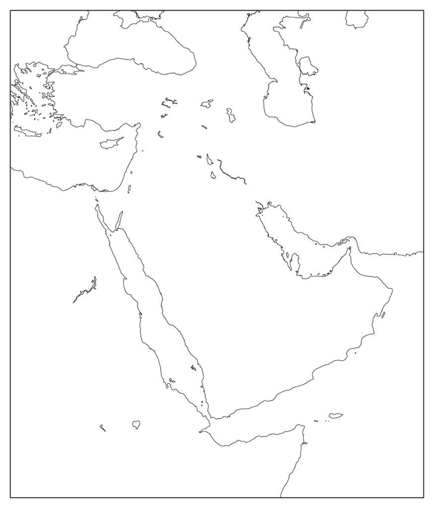 中東地域-白地図-国境なし