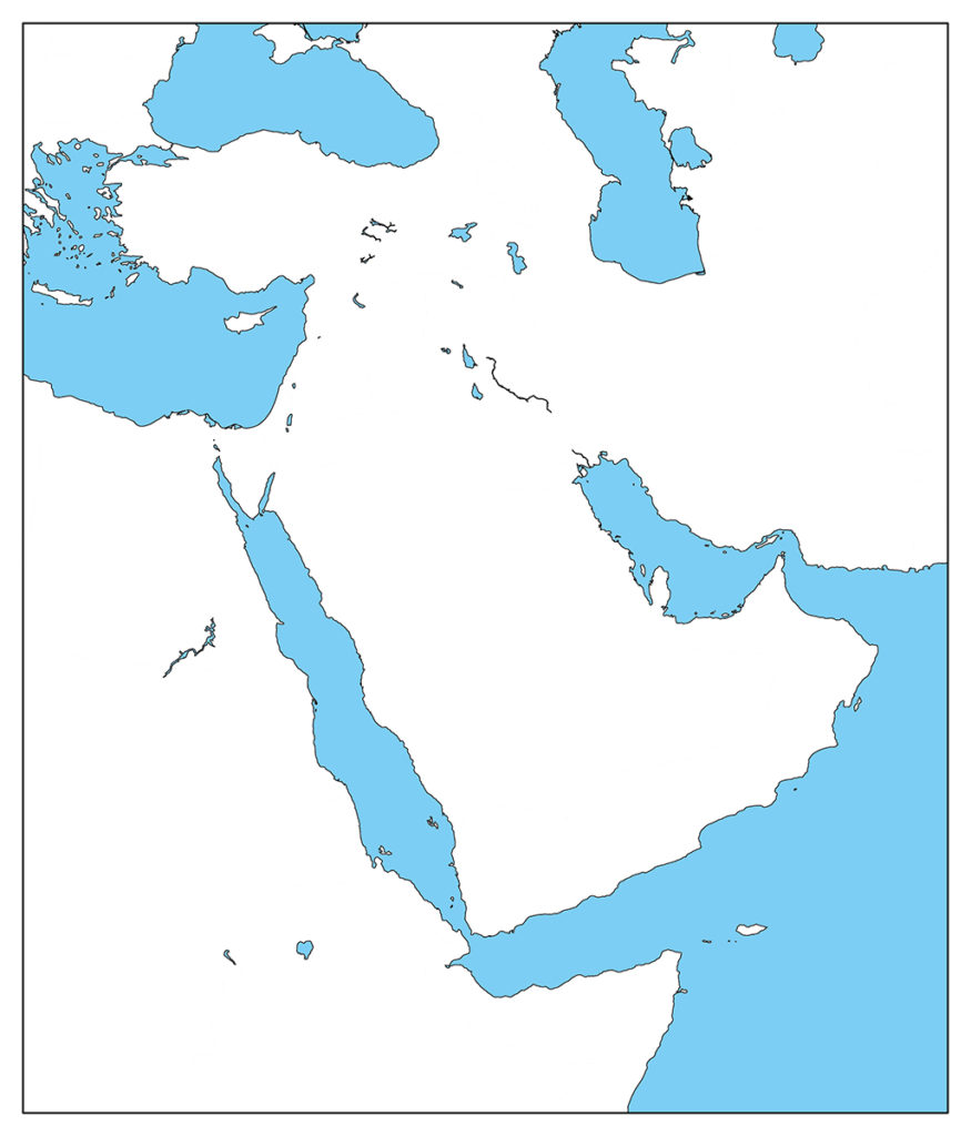 中東地域-白地図-国境なし-海